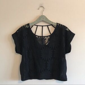 Mine Black Sunflower Lace Crop Top
